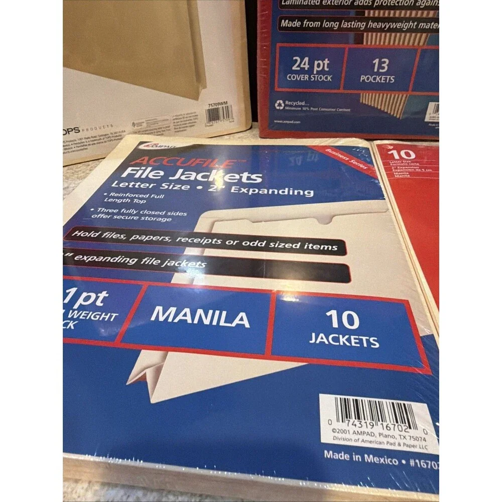 File Jacket & Organizer Lot 5 New Sealed Ampad Accufile Pendaflex Manila